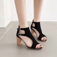 thumbnail image 3 of SACFOF Womens Suede Peep Toe Chunky Heels Ankle Booties Cut Out Chunky Block Heeled Sandals Comfortable & Stylish Peep Toe Sandal, Ideal for Work, Parties & Casual Wear, 3 of 6