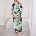 thumbnail image 3 of Pajamas for Women Set - Tropical Summer Palm Comfy Long Sleeve Button Up Pajama Sets for Women 2 Piece, Soft Sleepwear Nightwear Pjs Lounge Sets for Women with Pockets, 3 of 6