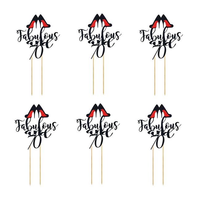 6x Doble Pic Toppers, Diseño 10-80 Años, Cupcakes Cake Decorating, 15x14.7cm Negro 70 Zulema Pastel De Cumpleaños