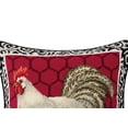 thumbnail image 2 of Red Black & White Rooster Needlepoint Accent Throw Pillow, 2 of 4