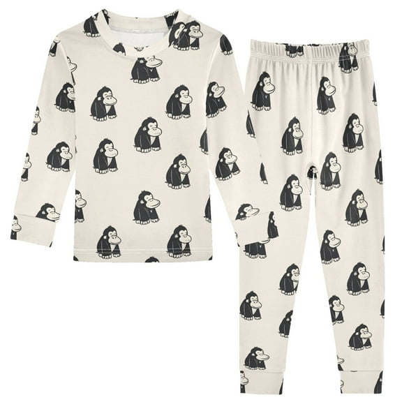 joogoo Cute Gorilla 2 Piece Long Sleeve Tee and Pants Cotton Pajama Set 5Y