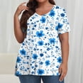 thumbnail image 2 of Pisexur Hauts pour Femmes, Hauts d'Été pour Femmes, Hauts Grande Taille pour Femmes, Hauts pour Dames Mode Été Sexy Imprimé Manches Courtes Col Rond Multicolore, 3TG, 2 of 7