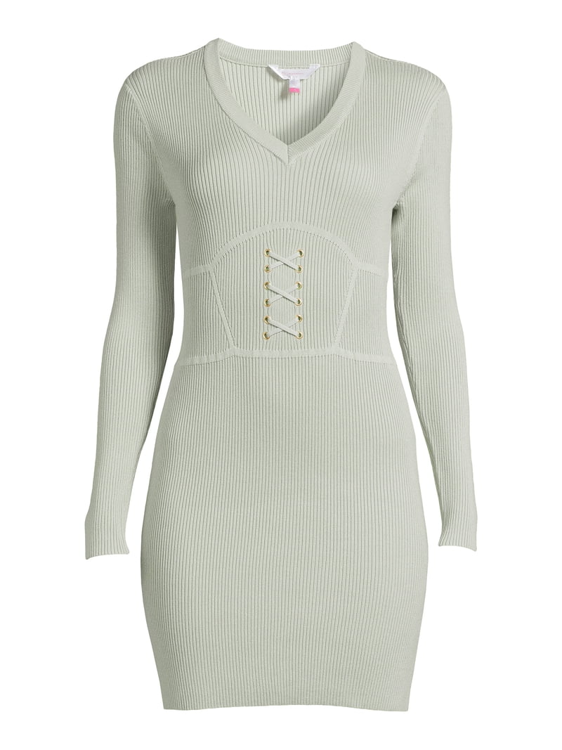 white christmas dresses Dove Grey Surplice Knit Sweater Short Dress main image 0