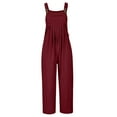 thumbnail image 6 of Maean Women's Summer Cotton Linen Jumpsuits Sleeveless Wide Leg Loose Trendy Rompers Tank Top Pants with Pockets, 6 of 7