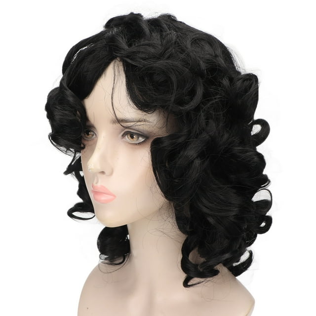 Peluca rizada negra ANGGREK de Cabello sintético alta temperatura estilo corto