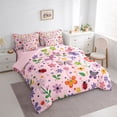 thumbnail image 3 of Feelyou Cartoon Butterfly Animal Bedding Comforter Set 7pcs, Girly Pink Floral Flower Queen Bedding Sets, Teens Kids Boys Girls Reversible Queen Sheet Sets, Luxury Bedroom Decor, 3 of 8
