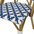 thumbnail image 4 of GDF Studio Jordy Outdoor French Bistro Wicker and Aluminum Dining Chairs, Set of 4, Blue, White, and Bamboo Print Finish, 4 of 7