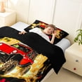 thumbnail image 4 of Castle Fairy Neon Off-Road Truck Twin Comforter Sets 3-Piece for Kids, Lightning Flame Design Bedding Set for Bedroom, Red Orange,Black Reversible, 4 of 6