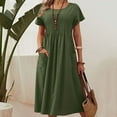 thumbnail image 2 of ZANZEA Women O-Neck Short Sleeve Pleated Party Kaftan Long Dress Summer Casual Loose Sundress, 2 of 4