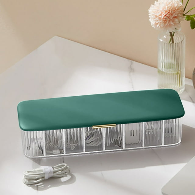Transparent Plastic Charger Cord Organiser With Lid, Data Cable Organiser With 8 Compartments, Easy To Store Without Tying Cables, Electronic Accessory Box For