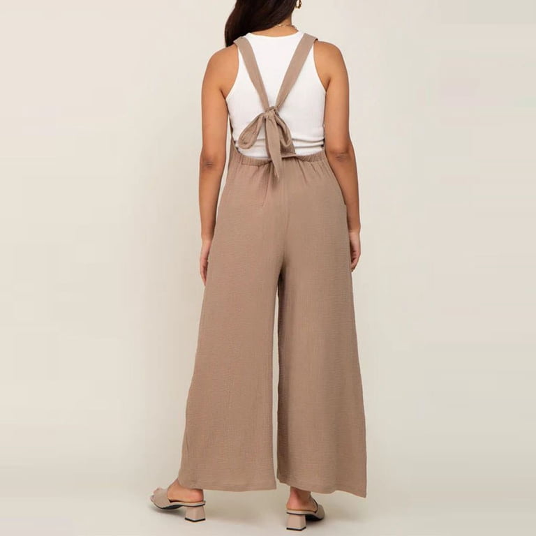 Over loose Jumpsuit アイボリー Amzcrzy Maternity Jumpsuits for Women Casual Sleeveless Adjustable