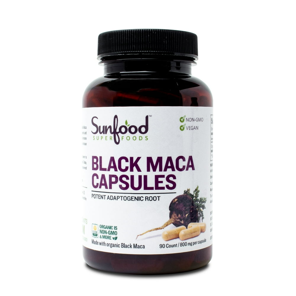 Sunfood Superfoods Black Maca Capsules, 90 Ct