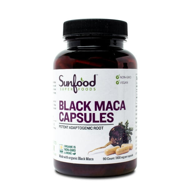 Sunfood Superfoods Black Maca Capsules, 90 Ct - Walmart.com - Walmart.com