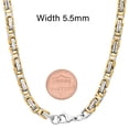 thumbnail image 2 of 5.5mm Polished 14k Yellow Gold Plated Stainless Steel Flat Byzantine Chain Necklace, 22 inches, 2 of 5