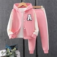 thumbnail image 2 of Hansber Girls 2-Piece Active Hoodie and Athletic Jogger Sweatpants and Sweatshirt Kids Clothing Set Pink 3Y, 2 of 7