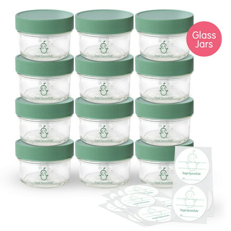 Sage Spoonfuls Glass Baby Food Storage Containers, 4 oz, 12 pack