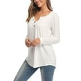 thumbnail image 5 of SWQZVT Women's Long Sleeve Blouses V-Neck Dressy Casual Tunic Tops Soft Comfy Shirts Button Down White Comfort Color Tee, 5 of 6