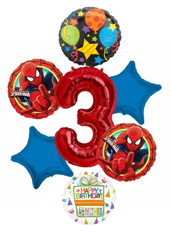 Spider-man Party Supplies 3rd Birthday Spiderman in Action Balloon Bouquet Decorations
