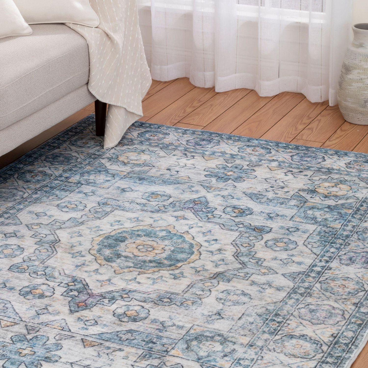 Banburry Blue and Ivory Woven Area Rug