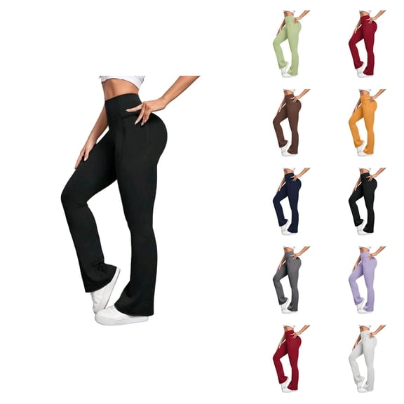 Flare Leggings for Women High Waisted Tummy Control Lifting Leggings Stretch Soft Workout Yoga Pants with Pockets