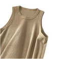 thumbnail image 3 of Wyobmus Men's Ribbed Tank Tops Cotton Knit Sleeveless Workout T Shirt Loose Fit Muscle Gym Fitness Tees M-3X Khaki, 3 of 3