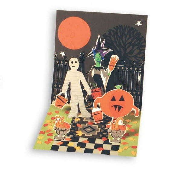 Up With Paper Tricks or Treats Pop-Up Halloween Card