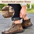 thumbnail image 2 of Men's High Top Loafers -Handcrafted Waterproof Leather Shoes, Ankle Boots with Side Zipper, Non-Slip Outdoor Sneakers, Warm Slip-On Footwear for Hiking Casual Walking, 2 of 6