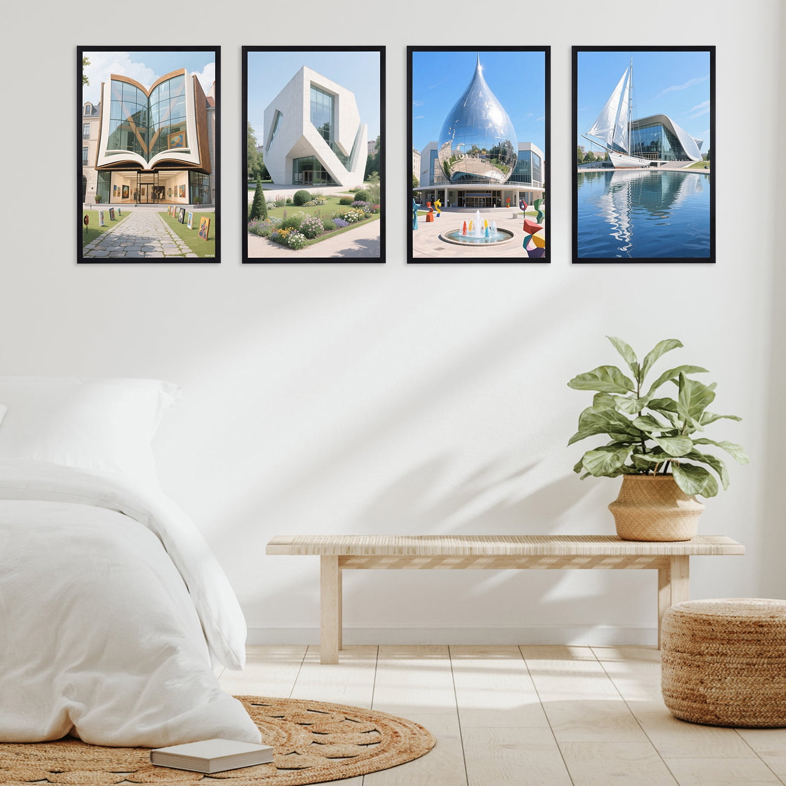 Giftgarden 11x17 Picture Frame Set of 4, Matted 11x17 Frames for 8x12 Pictures with Mats, 11 x 17 Poster without Mat for Wall Hanging Display, Black