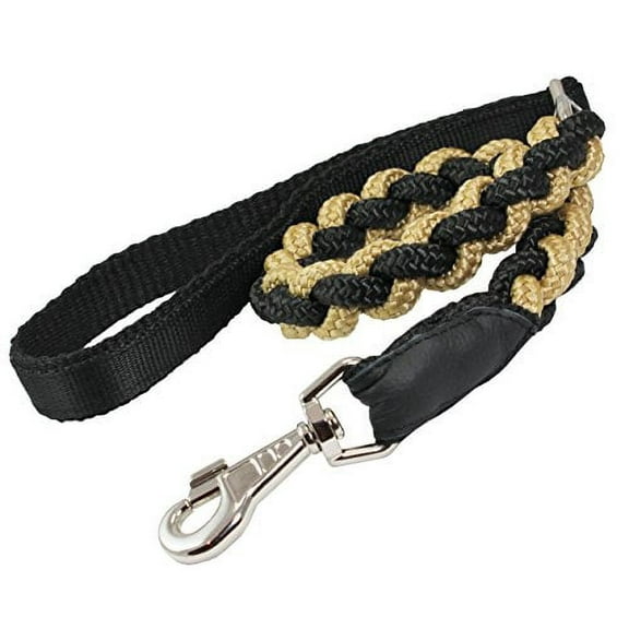 Dogs My Love 1" Wide Braided Rope Short Leash 32" Long Large (Black/Beige)