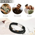 thumbnail image 6 of Mens Cross Bead Braided Genuine Leather Bracelet, Black Gemstone Agate Onyx Beaded Rosary Obsidian Bangle, Faith Religious Easter Catholic Christian Communion Baptism Christmas Jewelry Gift for Men, 6 of 6