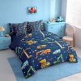thumbnail image 2 of Erosebridal Construction Crane Vehicle Twin Bedding Sets for Boys and Girls, Orange Green Blue Watercolor Bedding Comforter Set, Navy Reversible, 7pcs, 2 of 6