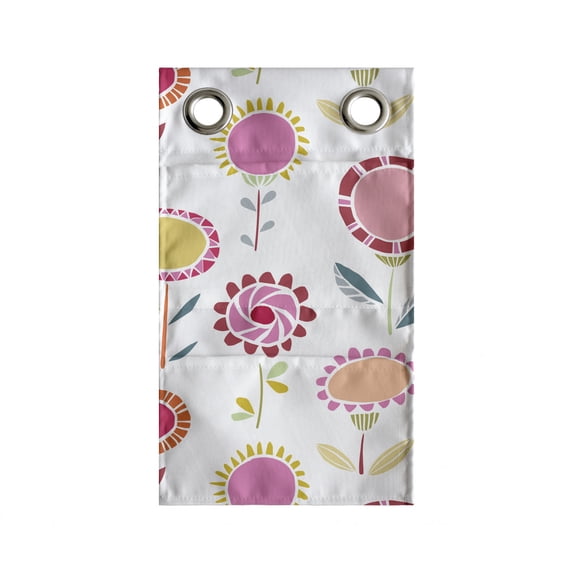 Floral Hanging Pocket Organizer, Vibrant and Doodle Style Illustration of Flowers on the Plain Background, Printed Polyester Storage Bag with Pockets, 9" x 16", Multicolor