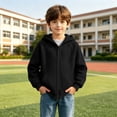 thumbnail image 6 of Boys Fashion Hoodie Jackets Casual Loose Fit Long Sleeve Lightweight Kids Zip Up Sweatshirt Black 12 Years, 6 of 9