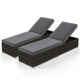thumbnail image 1 of Gymax 2 Pcs Chaise Longue d'Extérieur avec Coussin de Siège Long Cadre en Métal Robuste, 1 of 4