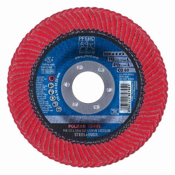 Pferd Fiber Disc,4 1/2 in Dia,7/8in Arbor 67381