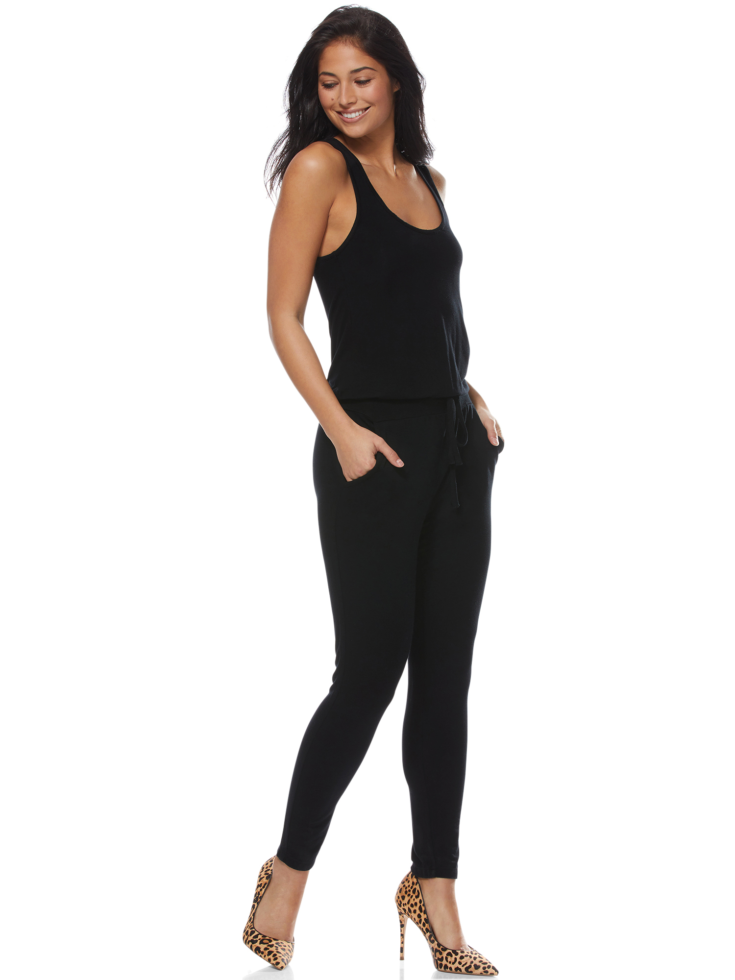 Sofia Jeans by Sofia Vergara Tank Sleeveless Knit Tie-Front Jumpsuit ...