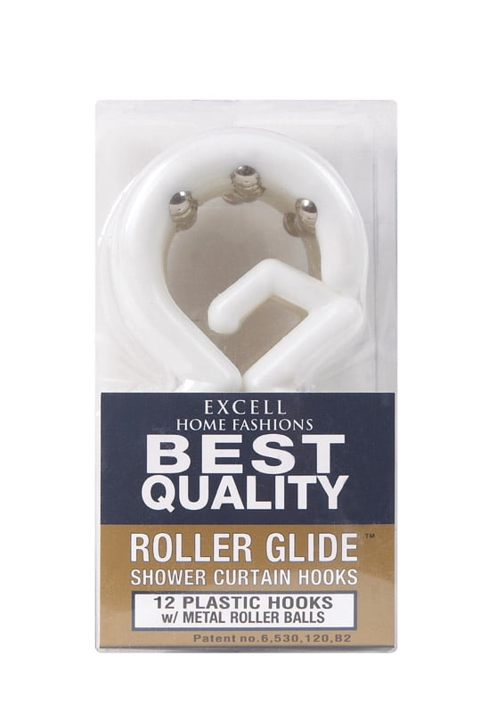 Excell Roller Glide shower curtain hooks, 12 pk, White