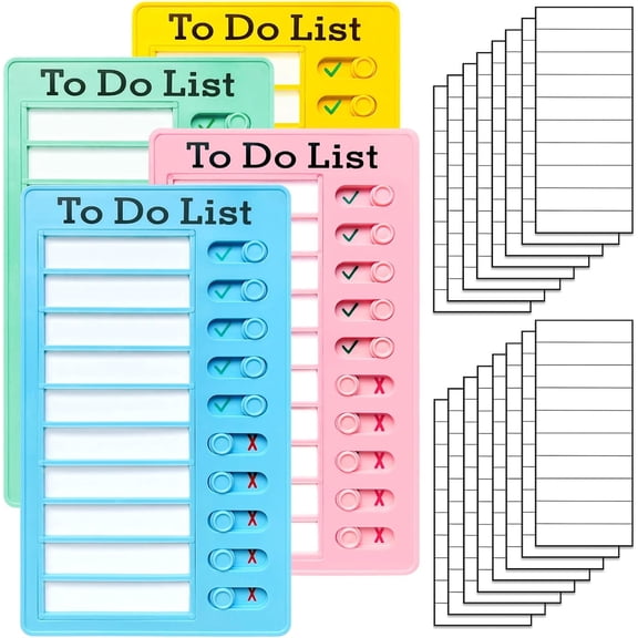 4 Pieces Chore Chart for Kids Multiple Kids - Sliding Routine Chart: Reusable to Do List, RV Checklist, Planning Board, Visual Schedule, and Reminder (bluepinkgreenyellow)