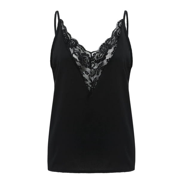 Chaleco de encaje estampado de moda para mujer - Poliéster, cuello en V, tirantes, camiseta informal