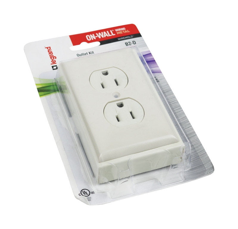 Wiremold Outlet Kit Surface Wiring Metallic Box Ivory Paintable/Stainable Carded — Home & Garage Storage, Stackable Design