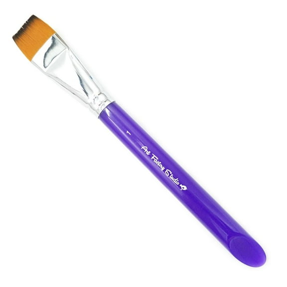 Art Factory Studio Face Painting Brush - Flat 1", Professional Face Painting Brush, Purple Acrylic Handle, Synthetic Bristles, Nickel Plated Ferrule