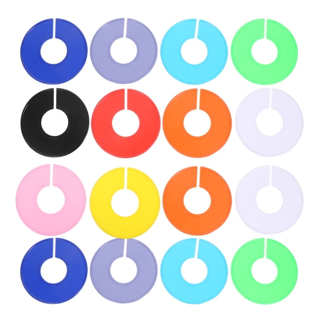 OFFIGAM 30Pcs Assorted Color Plastic Hanger Dividers Round Labels for Closet Clothes Organization