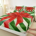 thumbnail image 3 of Feelyou Red Xmas Bowknot Bed Sheets, Christmas Gifts King Sheets, Green Geometric Stripes Sheet Set, Luxury Bedroom Decor,4 Pieces, 3 of 7