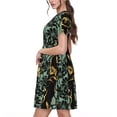 thumbnail image 2 of Sikiie Lilies Flowers Print Women's Short-sleeved Dress, Round Neck Slim Knee-length Dress, Summer Clothing Suitable for Daily Leisure and Vacation, 2 of 6