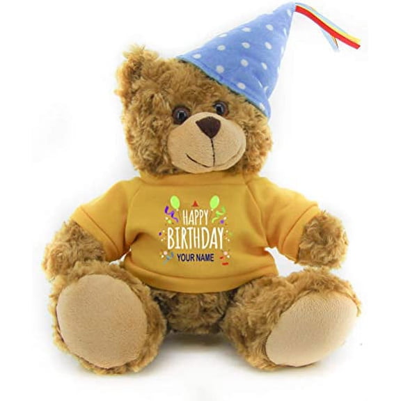 Plushland Plush Teddy Bear 12 Inches - Mocha Color for Birthday, Personalized Text, Name on T-Shirt, Party Favors Gift for Kids, Boys, Girls