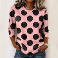thumbnail image 2 of JULMCOMO Shirts for Women Polka Dot 3/4 Sleeve Crew Neck Casual Loose Fit T Shirts Retro Dot Trendy Comfy Tunic Tops Watermelon Red XL, 2 of 6