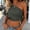 Gray, variant on Avrnliq Green One Shoulder Crop Top for Women Asymmetrical Loose Fit Casual Blouse with Adjustable Side Tie Summer Vacation Top,Size 2XL