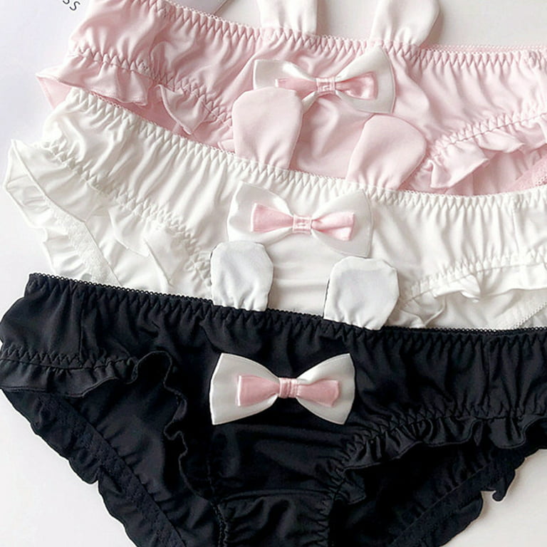 Japão Vintage Bow Cute Sólida Mulheres Calcinha Ruffle Leite Silk Suave  Underwear Seamless Seamless Briefs Meninas Lingerie Solta Thong Atacado  Novo De $22,75