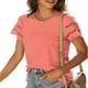 thumbnail image 3 of Camiseta de manga corta con encaje, camiseta de verano de manga corta con encaje para mujer, cuello redondo, ingeniería de precisión, 3 of 6