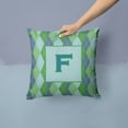 thumbnail image 2 of Carolines Treasures CJ1020-FPW1414 Monogram - Initial F Blue Argoyle Decorative   Canvas Fabric Pillow CJ1020 14Hx14W, 2 of 4